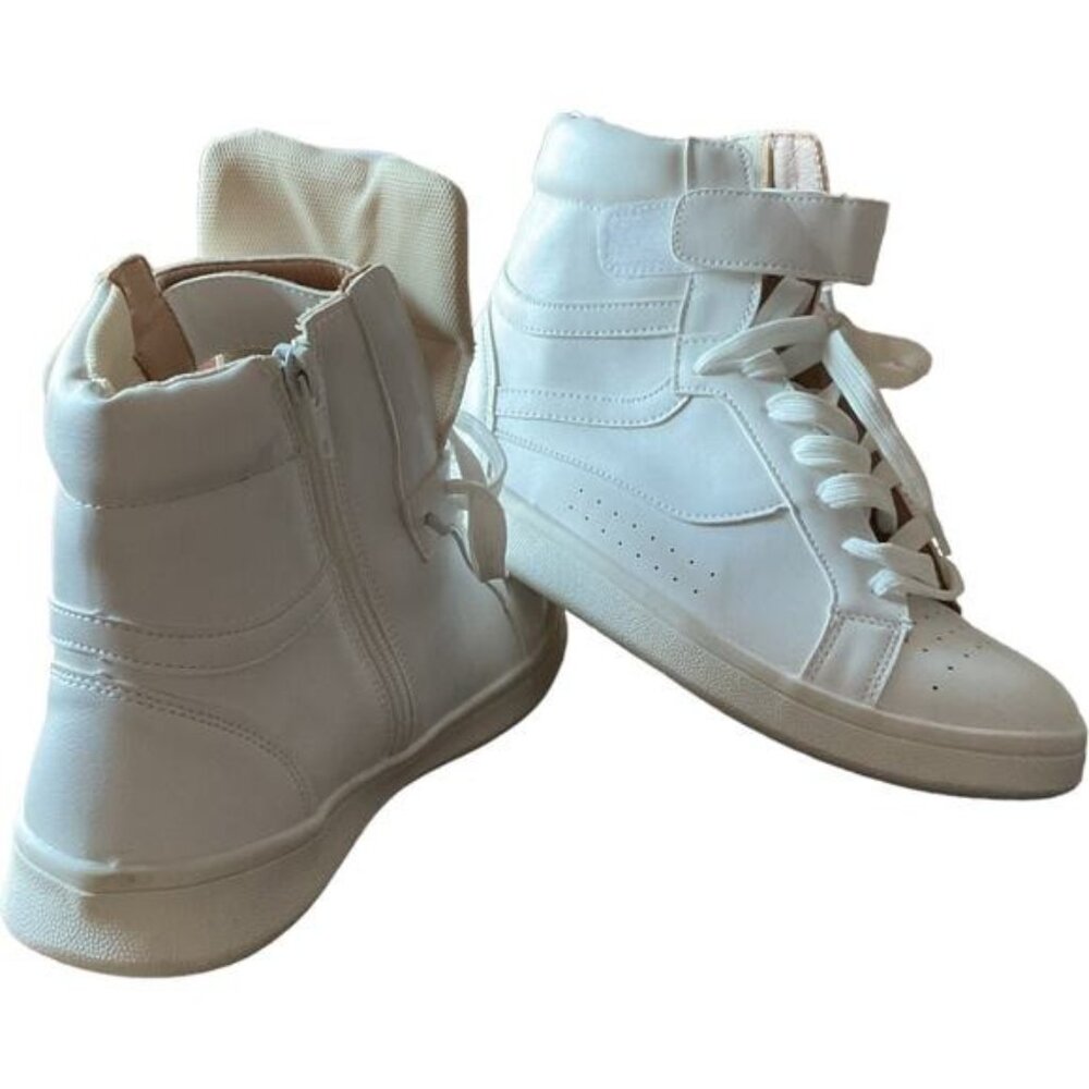 Chase + Chloe White Hightop Lace Hook and Loop and Side Zip Style YAYA-2 Size 6 - Picture 4 of 7